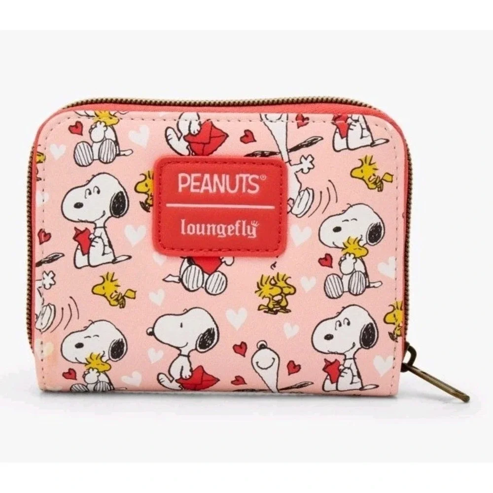 NWT Loungefly Peanuts Snoopy & Woodstock Valentine's Day Hearts‎ Zip Wallet!